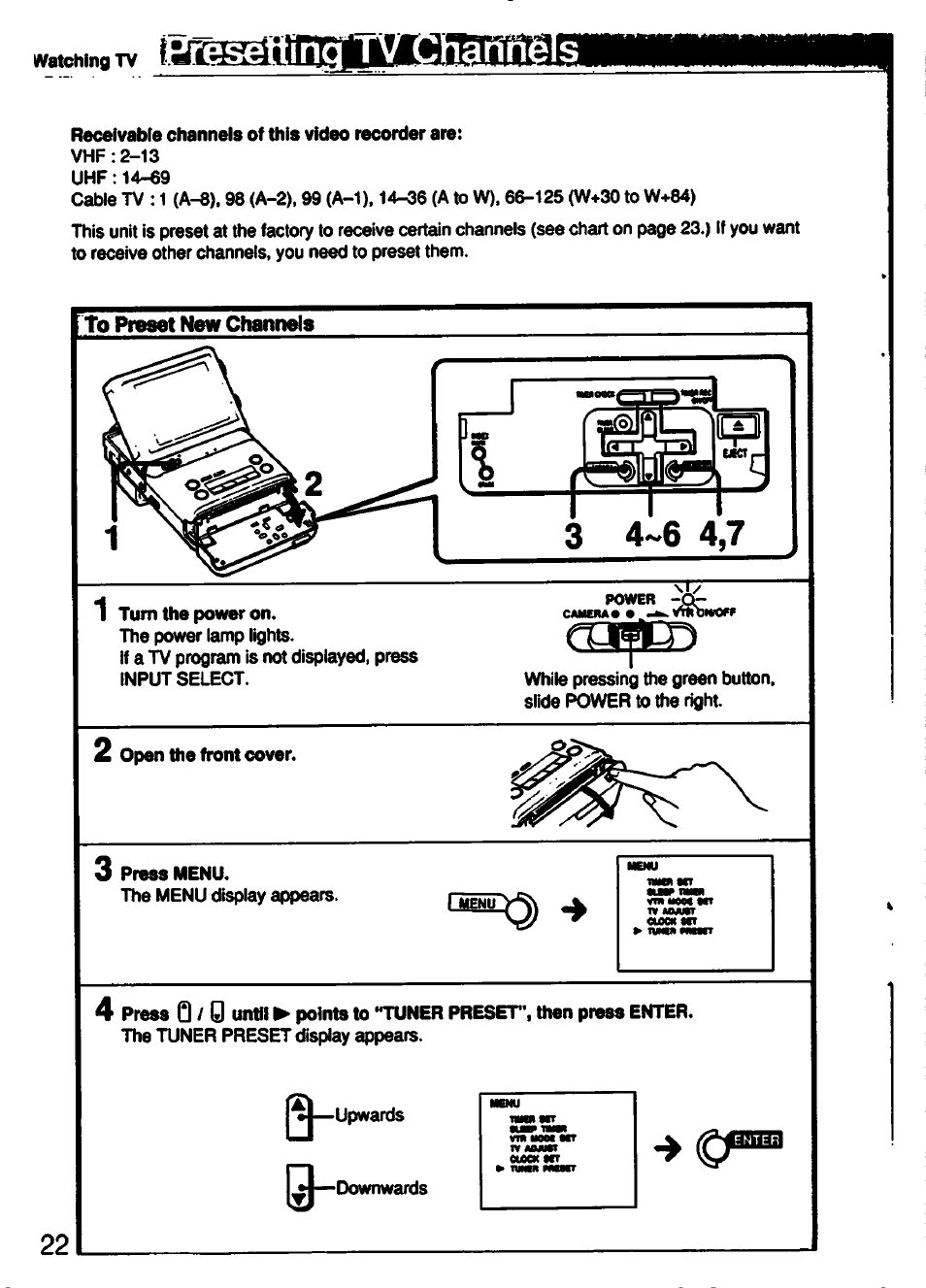 To preset new channels | Sony GV-500 User Manual | Page 22 / 84