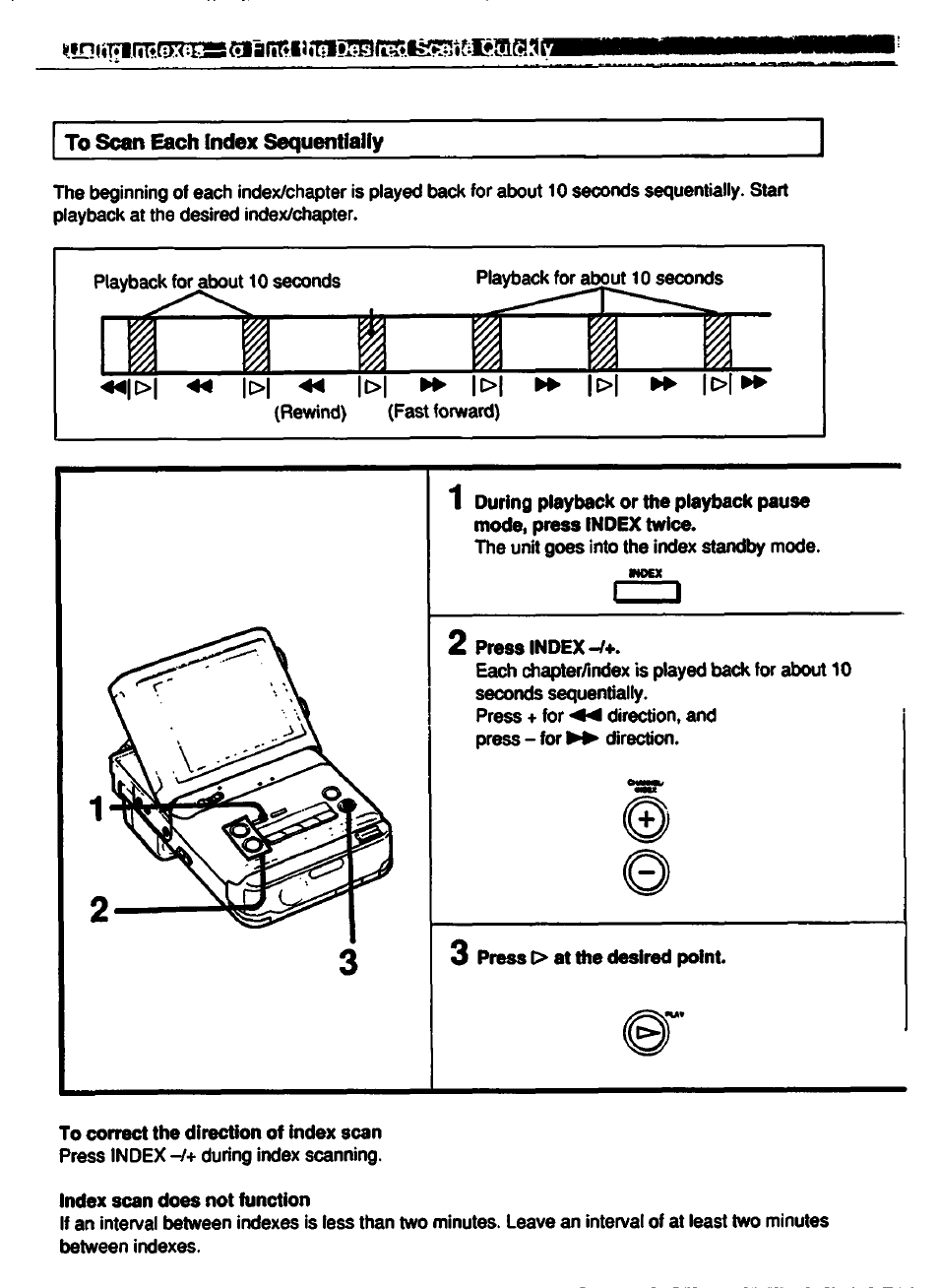 To scan each index sequentially, 4 |d>| ►► |0 | Sony GV-500 User Manual | Page 54 / 84