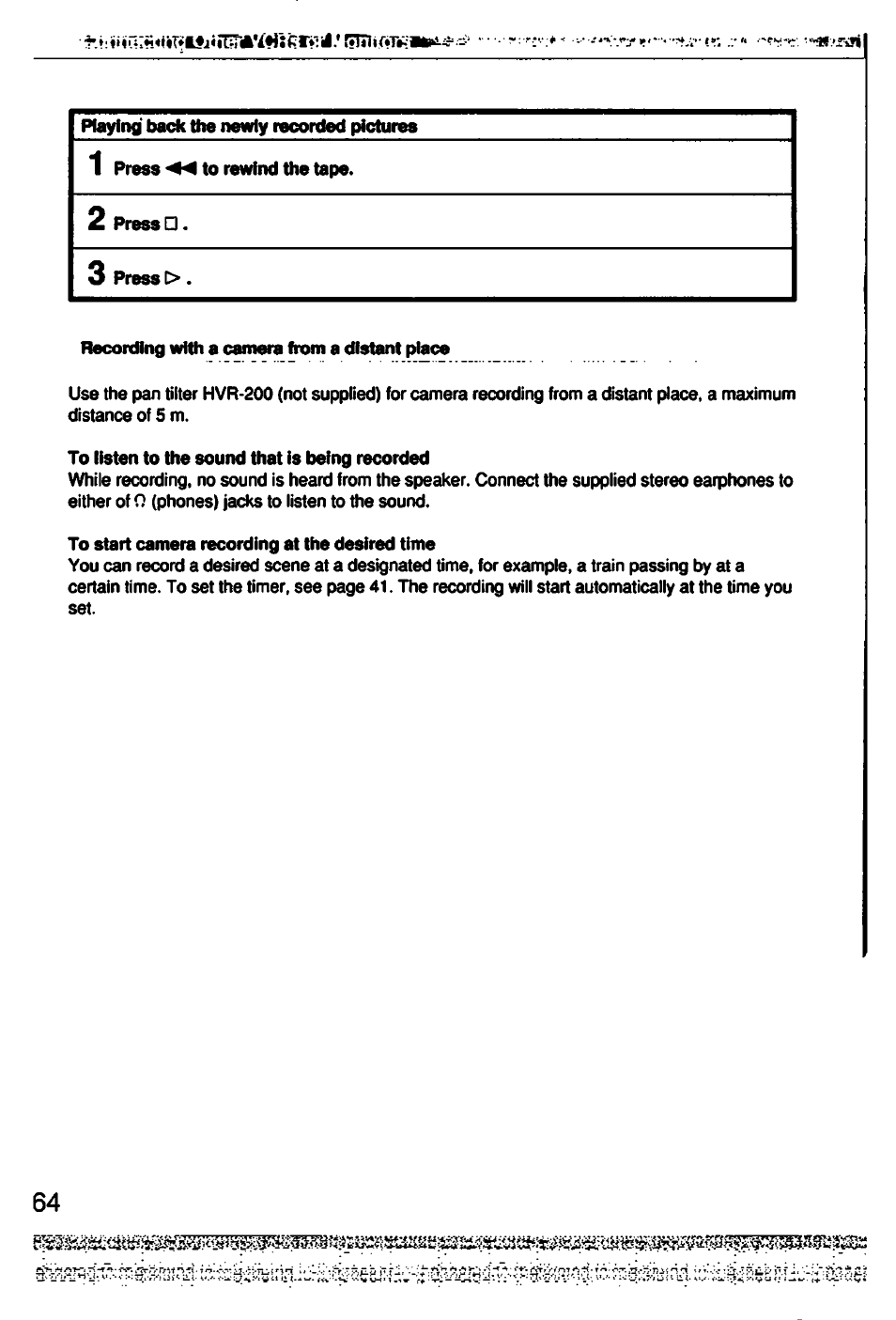 Playing back the newly recorded pictures, Playing back the recorded tapes | Sony GV-500 User Manual | Page 64 / 84