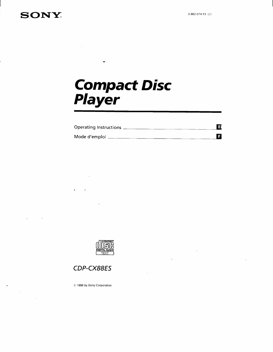 Sony CDP-CX88ES User Manual | 34 pages