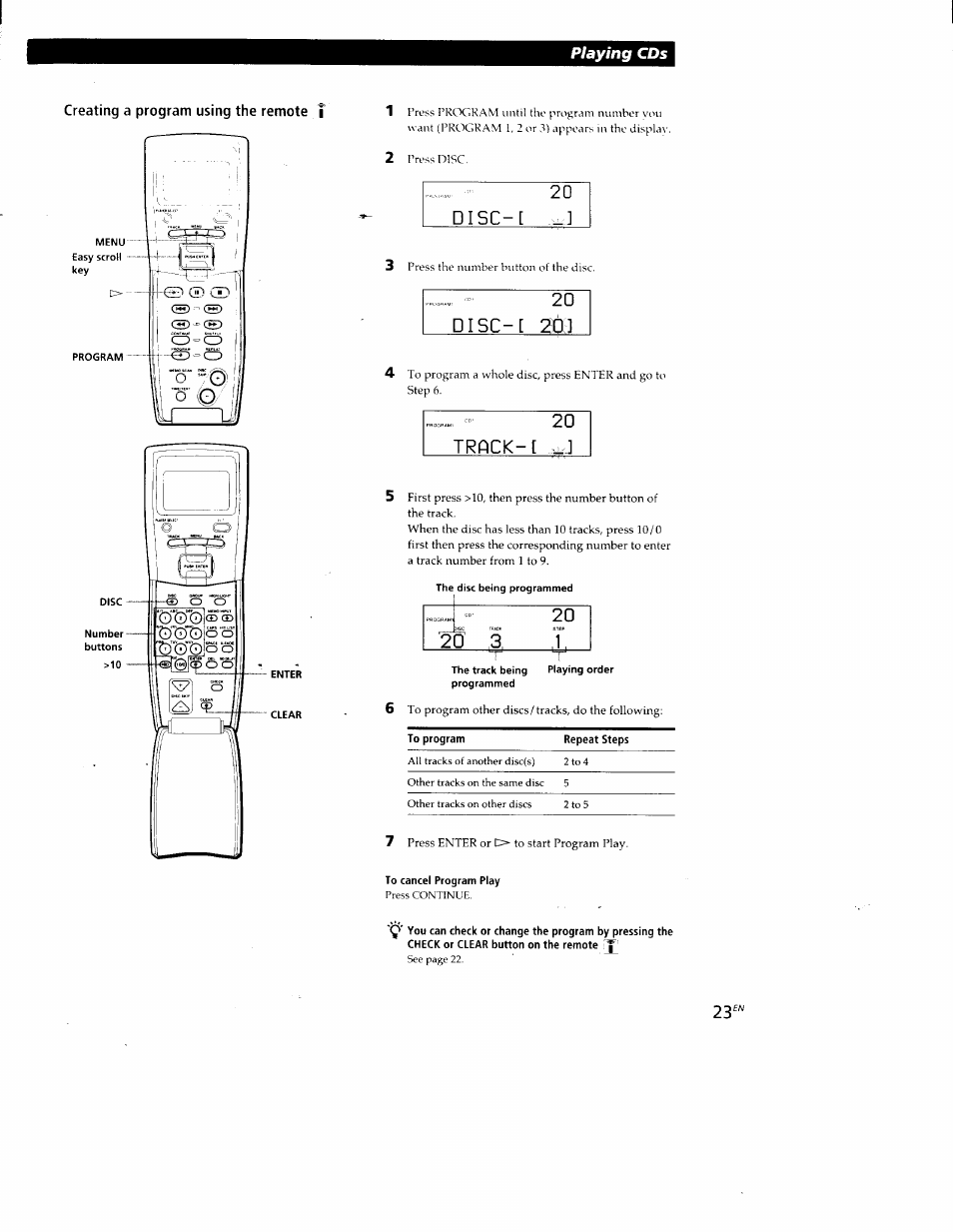 20 __a, D i s c, D i 5 c - [ 2 q | Playing cds | Sony CDP-CX88ES User Manual | Page 23 / 34