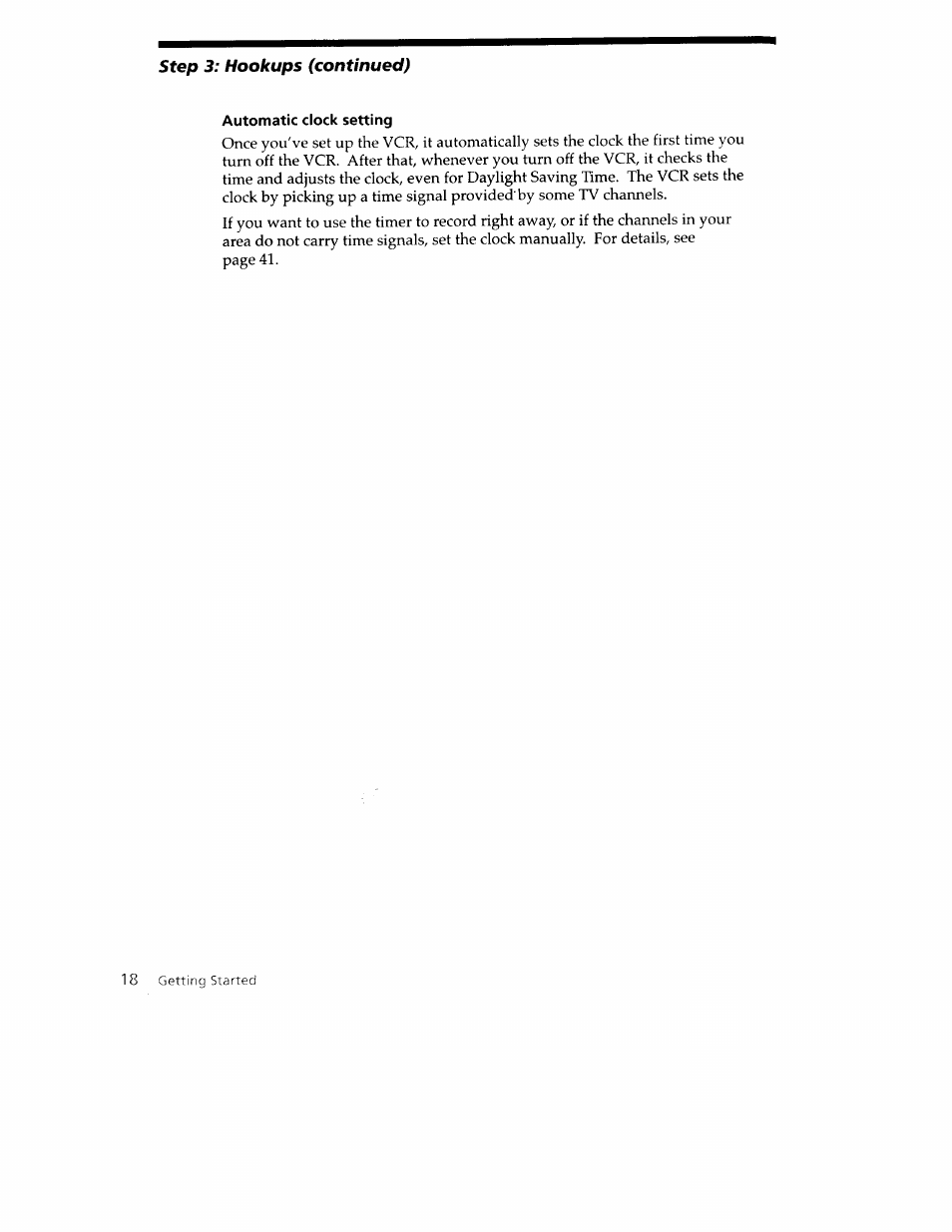 Automatic clock setting | Sony SLV-779HF User Manual | Page 18 / 100