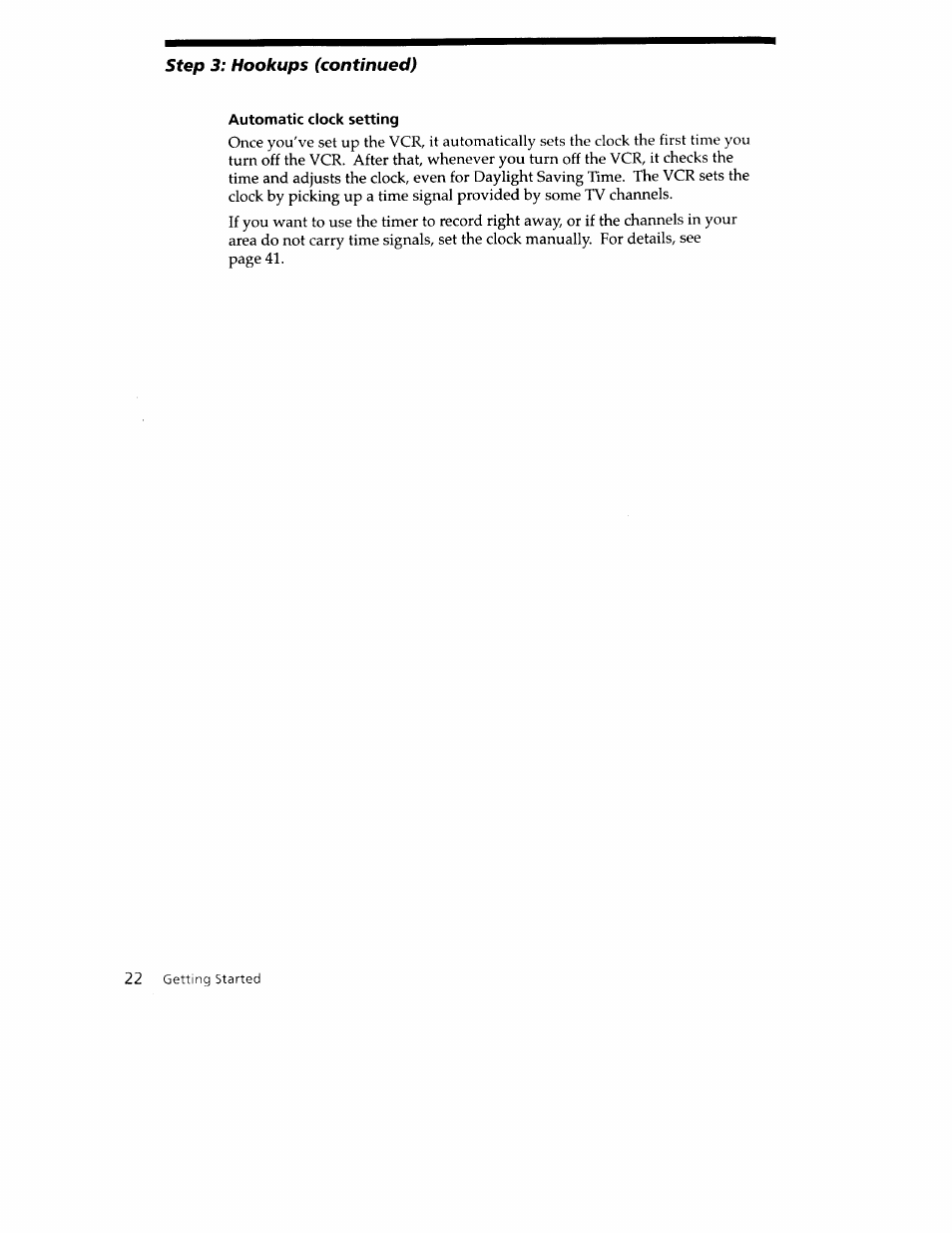 Automatic clock setting | Sony SLV-779HF User Manual | Page 22 / 100