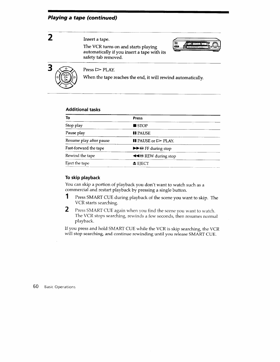 Additional tasks, To skip playback | Sony SLV-779HF User Manual | Page 60 / 100