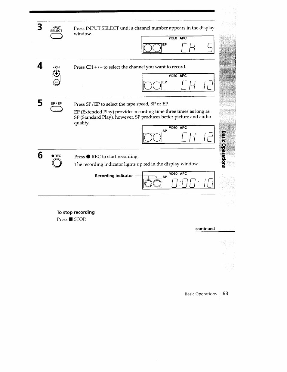 To stop recording, Press ■ stop | Sony SLV-779HF User Manual | Page 63 / 100