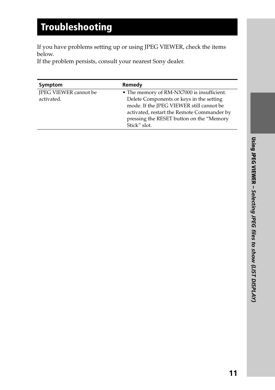 Troubleshooting | Sony RM-NX7000 User Manual | Page 11 / 12