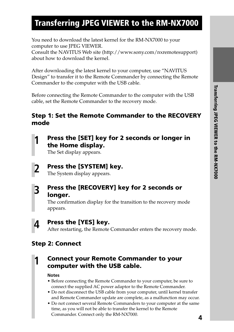 Transferring jpeg viewer to the rm-nx7000 | Sony RM-NX7000 User Manual | Page 4 / 12