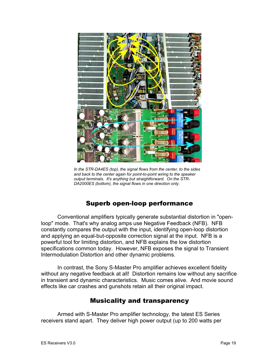 Superb open-loop performance, Musicality and transparency | Sony STR-DA1000ES User Manual | Page 19 / 33