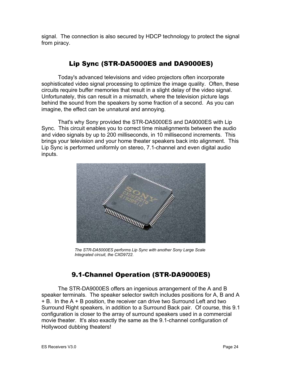 Channel operation (str-da9000es) | Sony STR-DA1000ES User Manual | Page 24 / 33