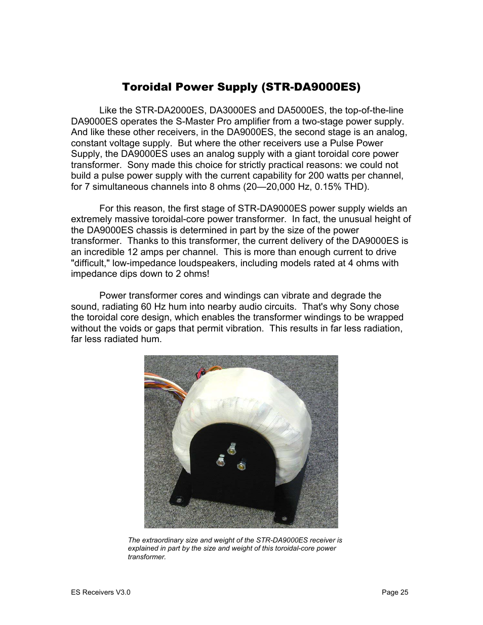 Toroidal power supply (str-da9000es) | Sony STR-DA1000ES User Manual | Page 25 / 33