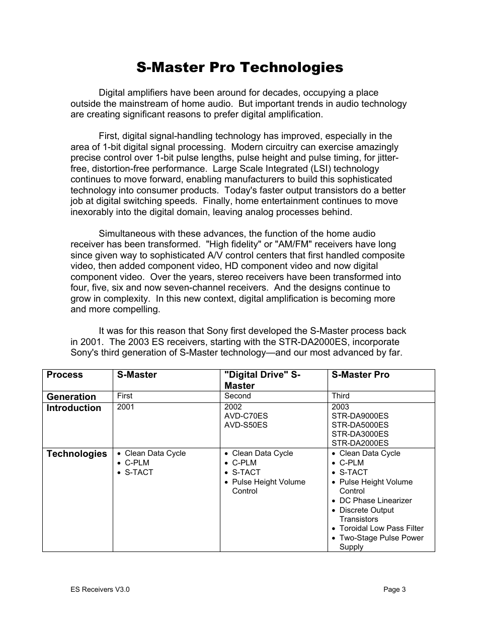 S-master pro technologies | Sony STR-DA1000ES User Manual | Page 3 / 33