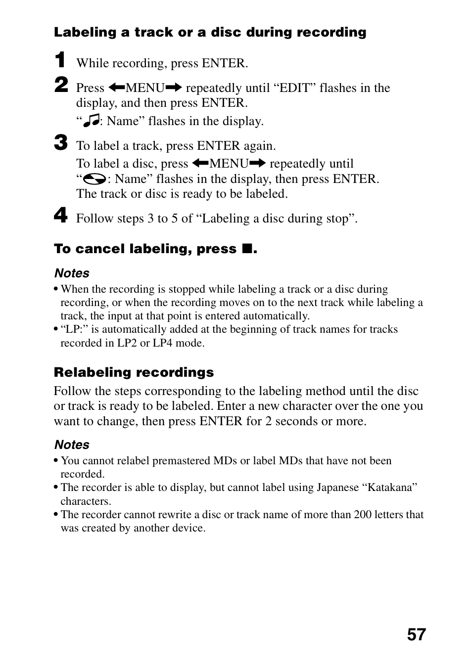 Sony MZ-G750 User Manual | Page 57 / 76