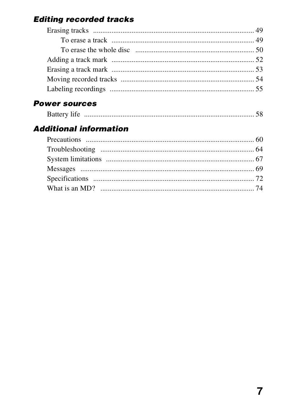 Sony MZ-G750 User Manual | Page 7 / 76