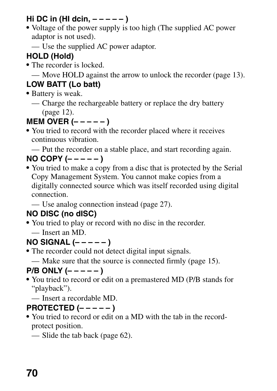 Sony MZ-G750 User Manual | Page 70 / 76