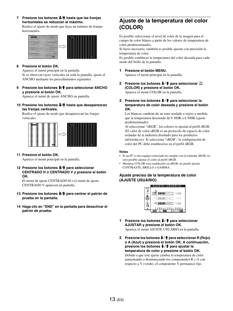 Ajuste de la temperatura del color (color), Color | Sony SDM-E76D User Manual | Page 103 / 349