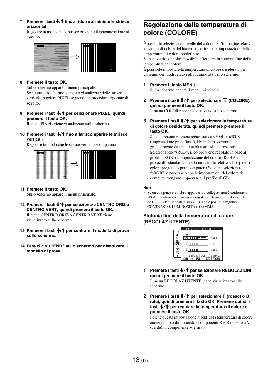 Regolazione della temperatura di colore (colore), Colore | Sony SDM-E76D User Manual | Page 126 / 349