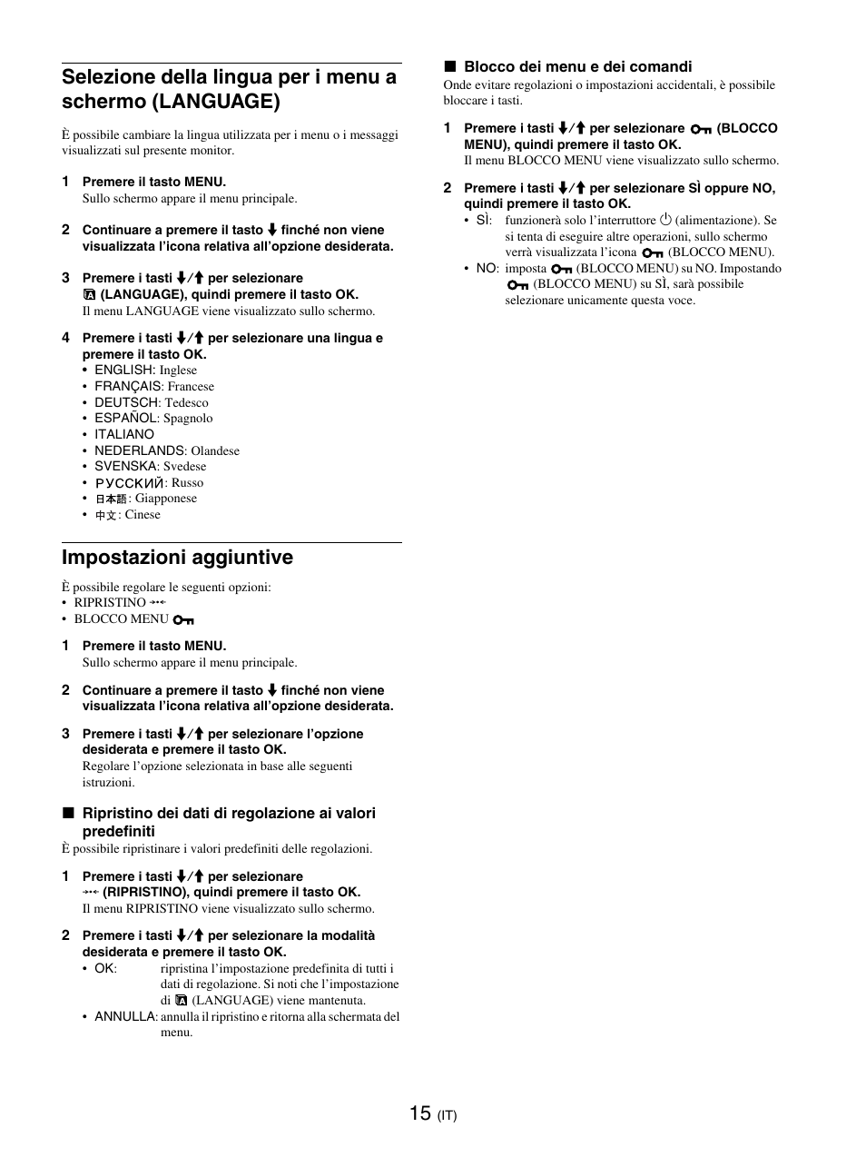 Impostazioni aggiuntive | Sony SDM-E76D User Manual | Page 128 / 349