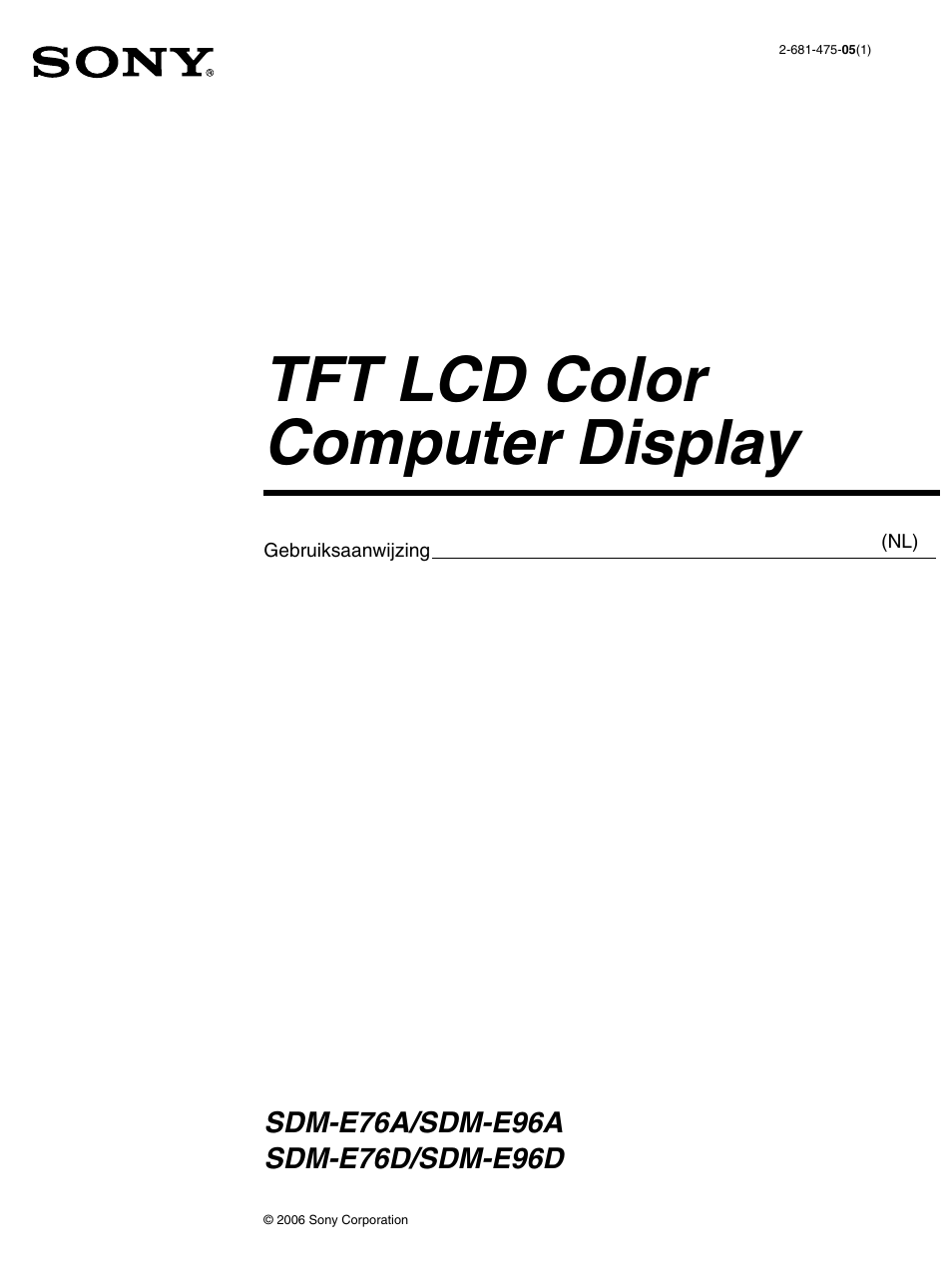 Tft lcd color computer display | Sony SDM-E76D User Manual | Page 200 / 349