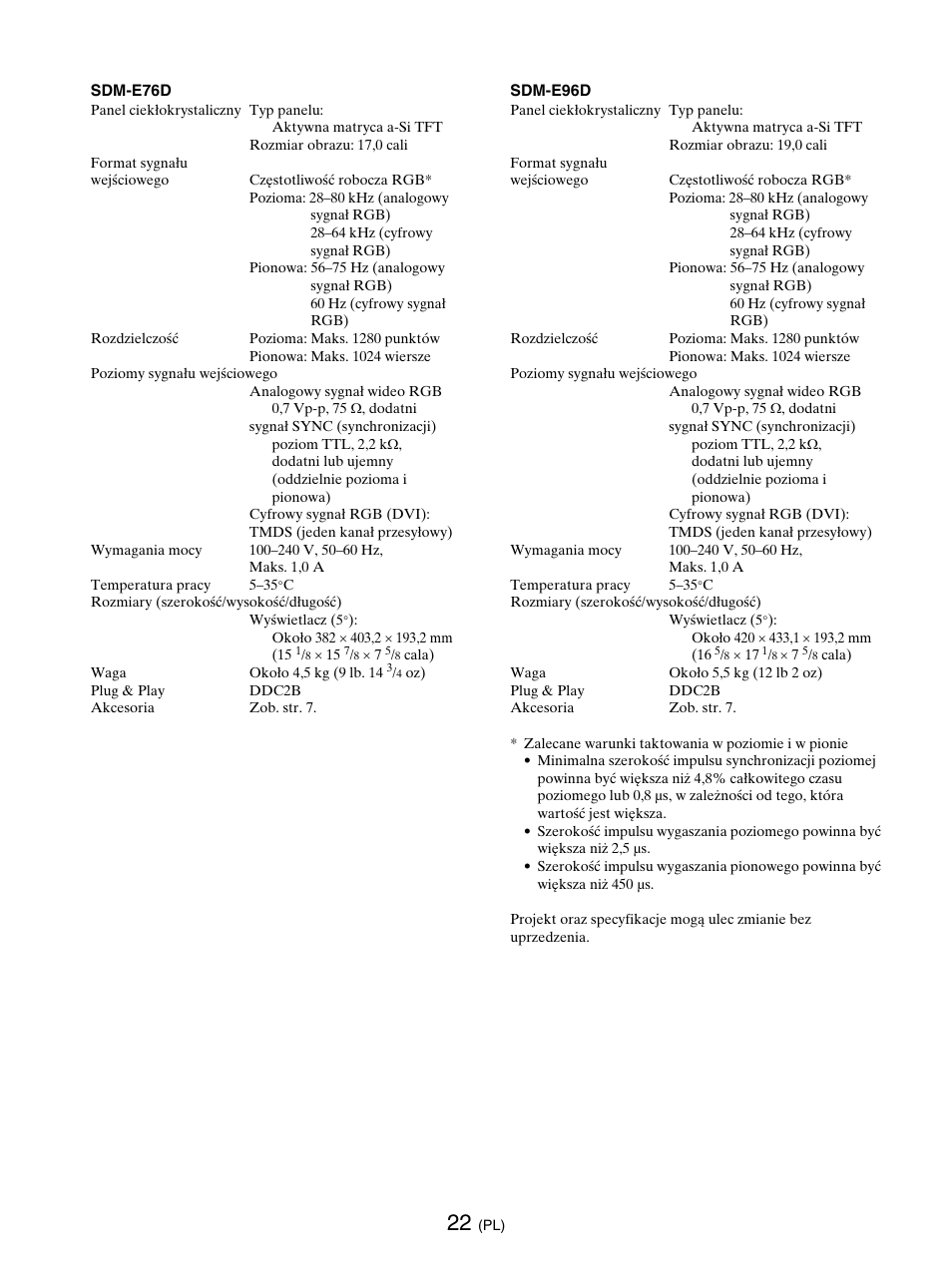 Sony SDM-E76D User Manual | Page 306 / 349