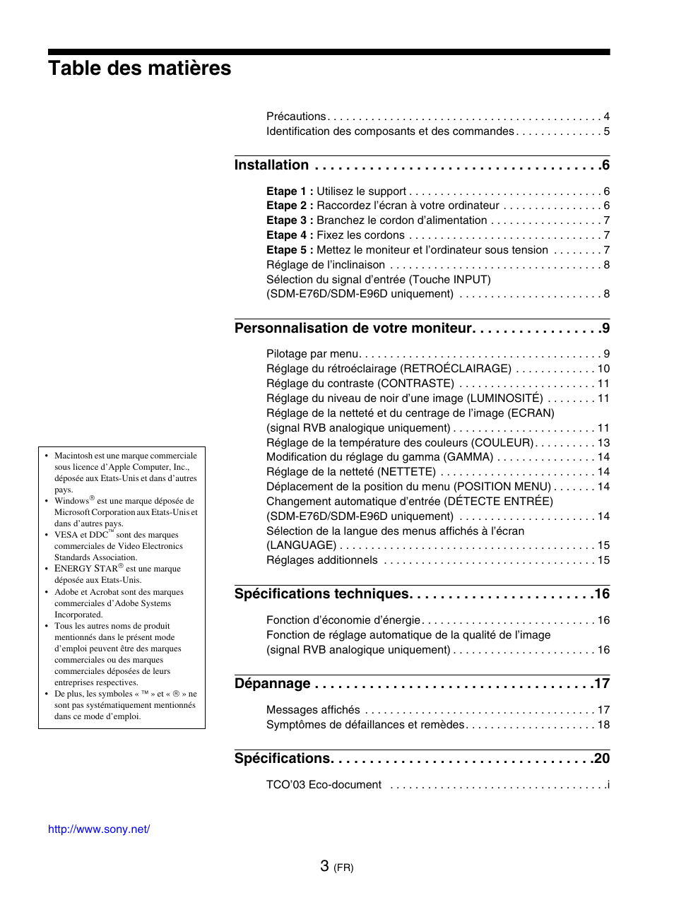 Sony SDM-E76D User Manual | Page 49 / 349