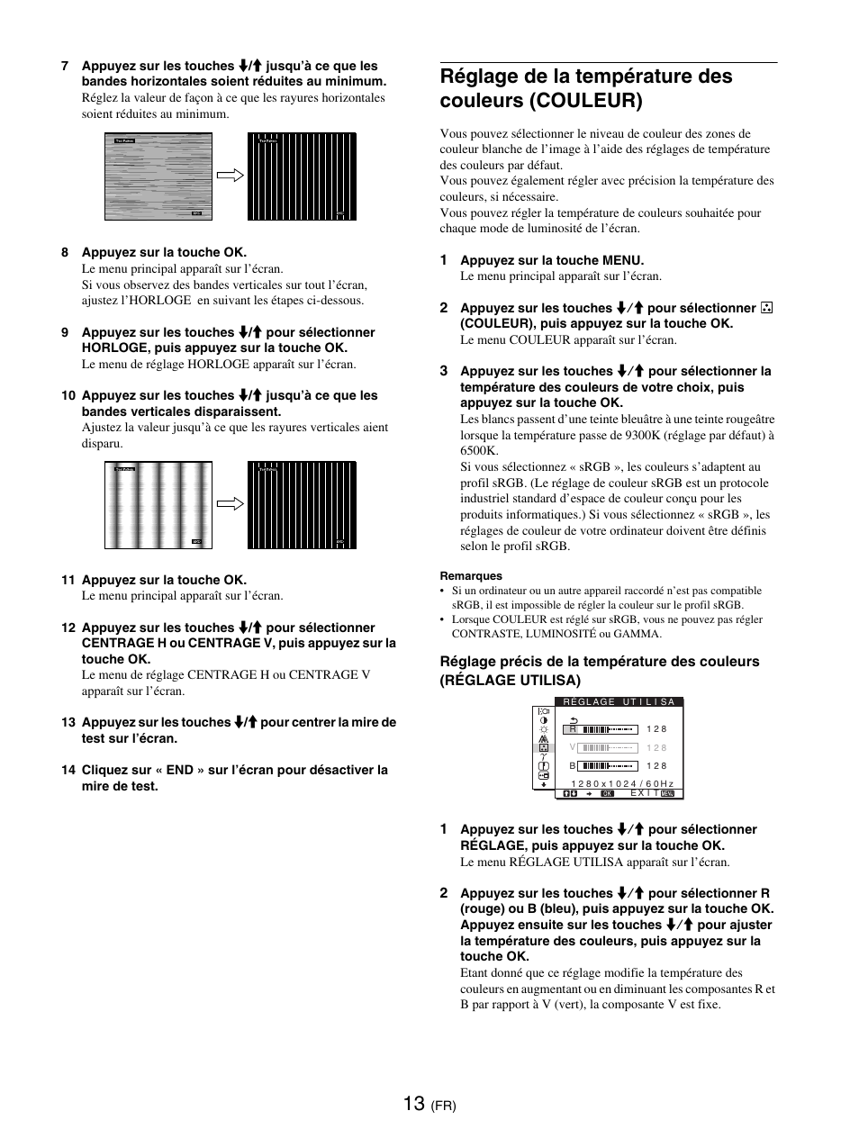 Réglage de la température des couleurs (couleur), Couleur | Sony SDM-E76D User Manual | Page 59 / 349