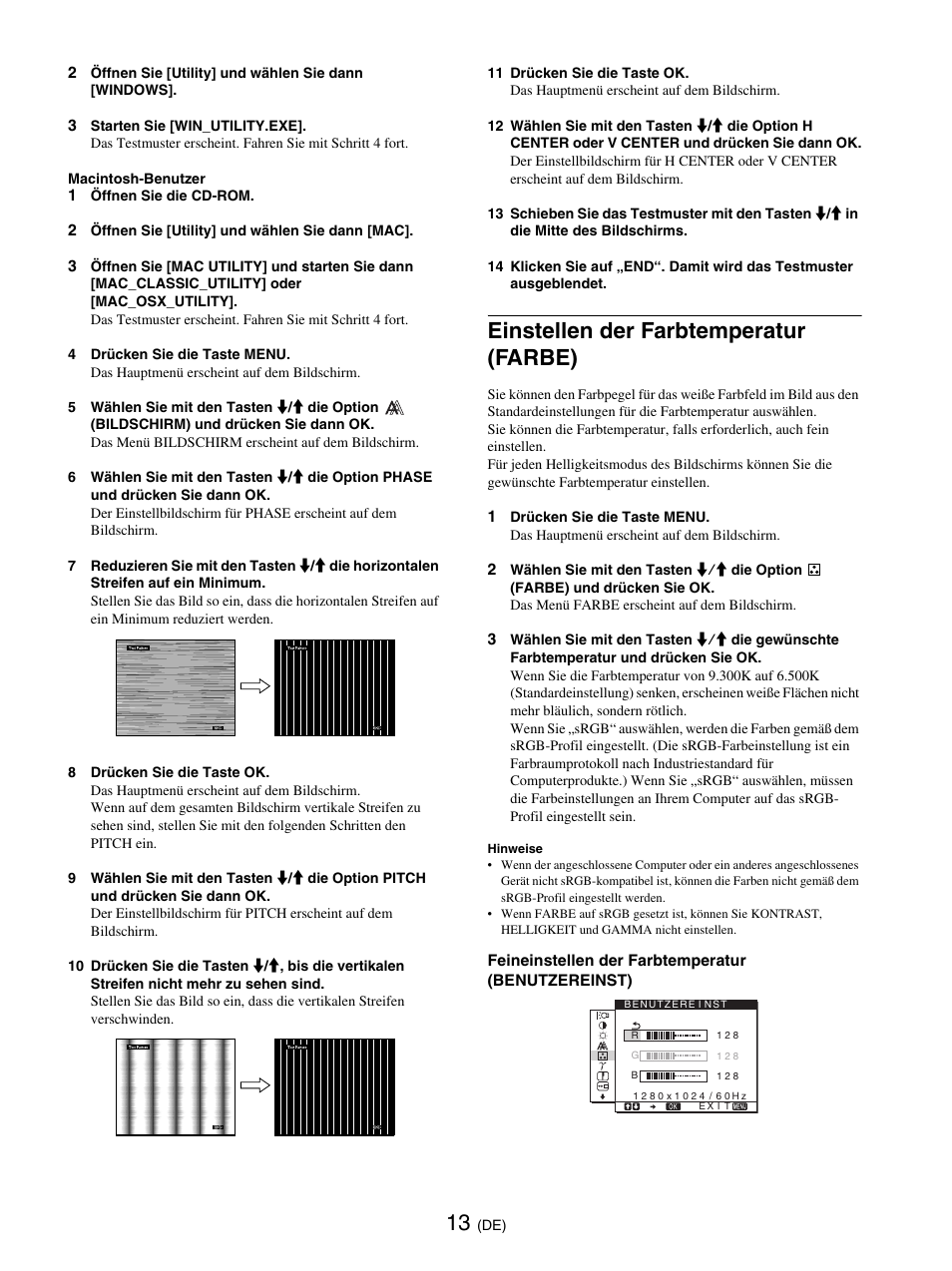 Einstellen der farbtemperatur (farbe), Seite 13) | Sony SDM-E76D User Manual | Page 81 / 349