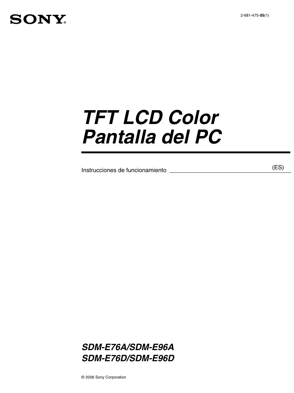 Tft lcd color pantalla del pc | Sony SDM-E76D User Manual | Page 91 / 349