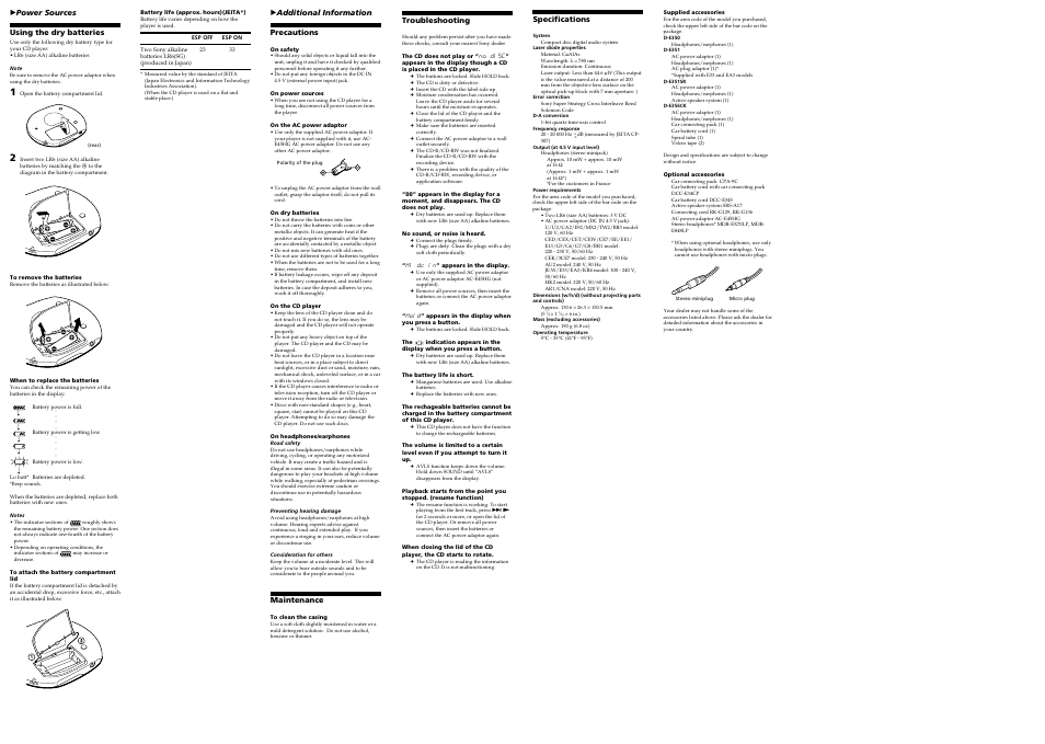 Sony D-E356CK User Manual | Page 2 / 2