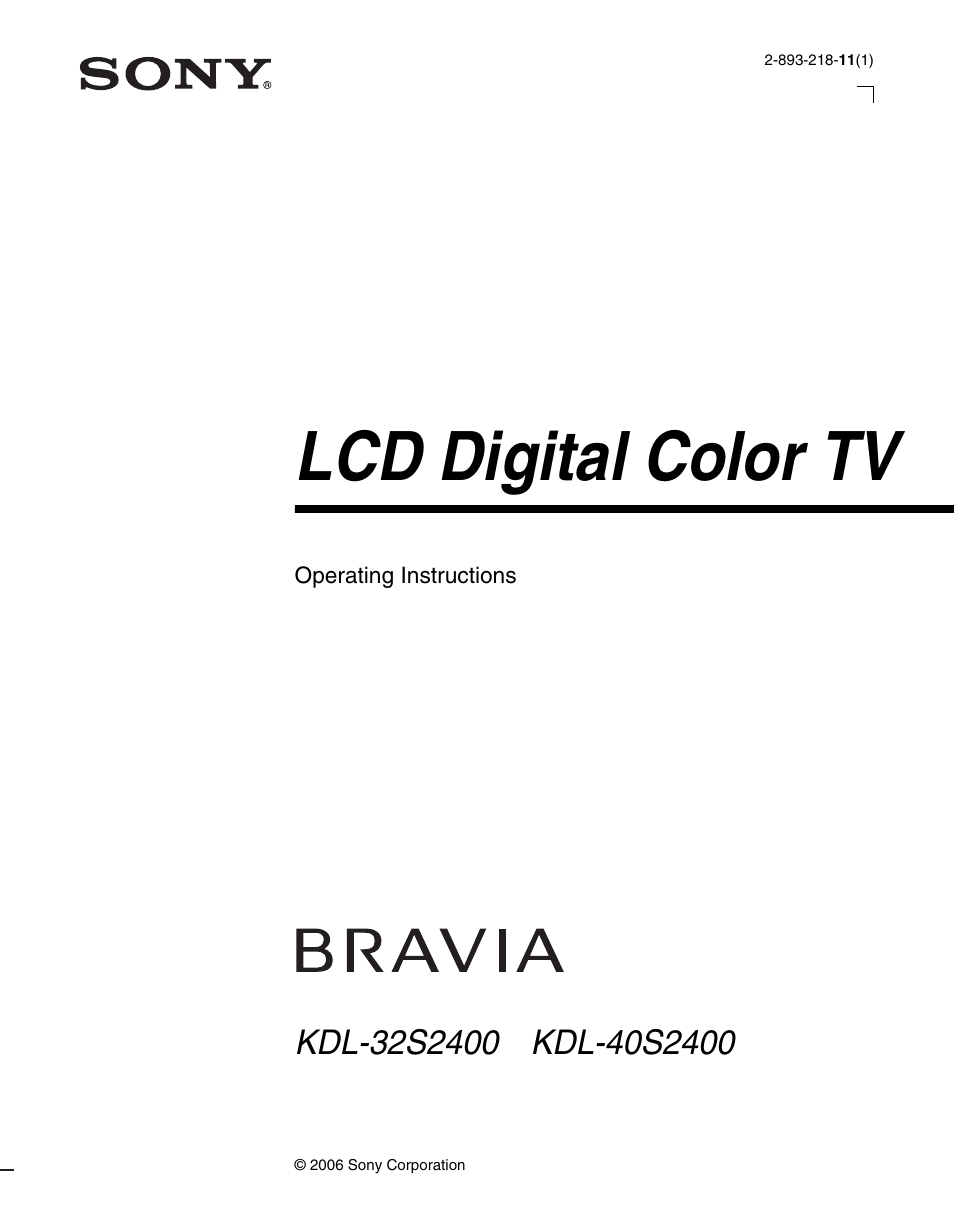 Sony KDL-32S2400 User Manual | 48 pages