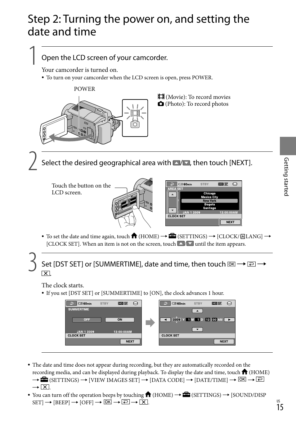 15) o | Sony HDR-XR100 User Manual | Page 15 / 130