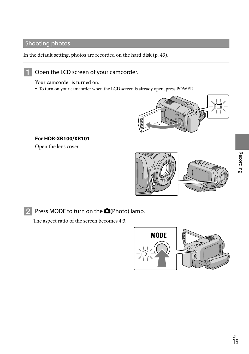Sony HDR-XR100 User Manual | Page 19 / 130