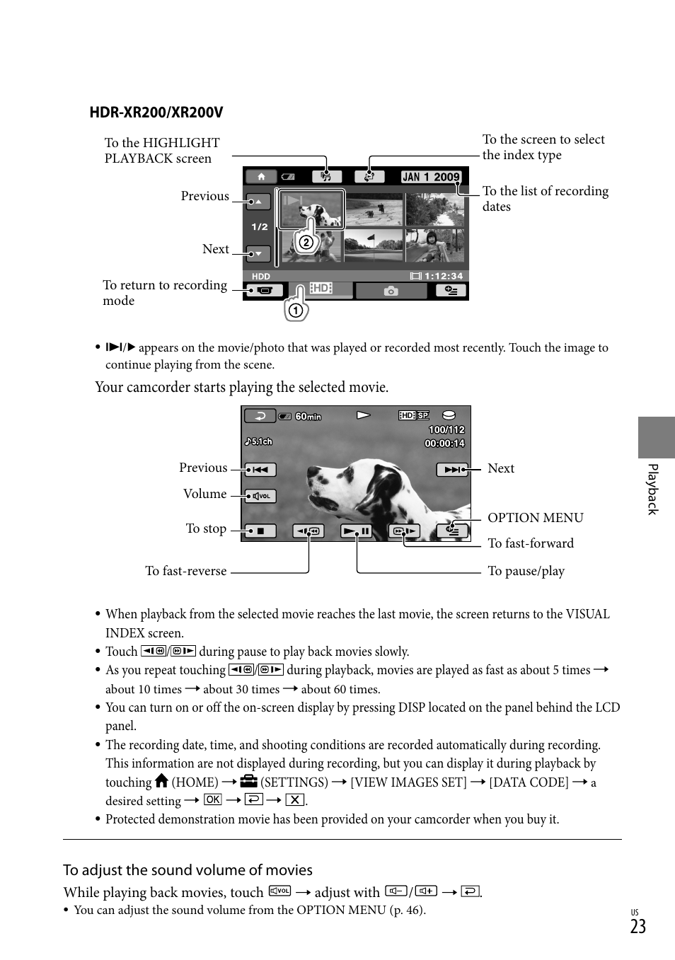 Sony HDR-XR100 User Manual | Page 23 / 130