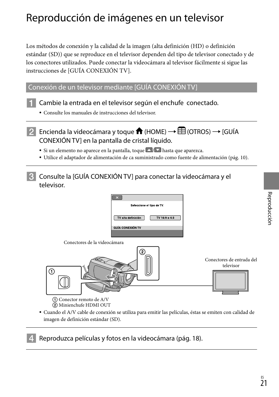 Reproducción de imágenes en un televisor | Sony HDR-XR100 User Manual | Page 85 / 130