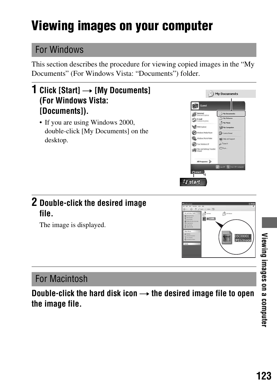 Viewing images on your computer | Sony DSLR-A200K User Manual | Page 123 / 158