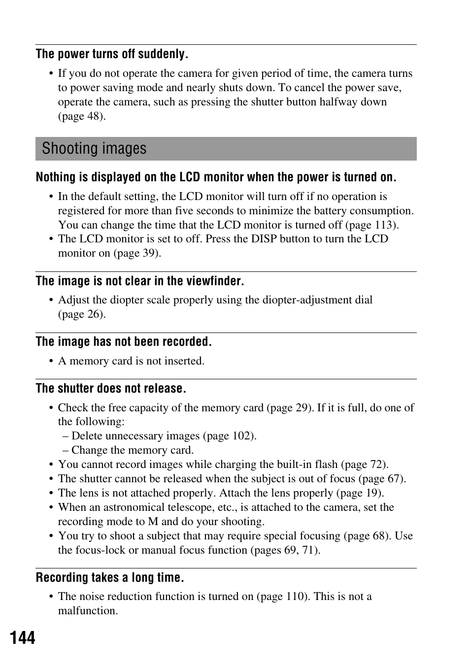 Shooting images | Sony DSLR-A200K User Manual | Page 144 / 158