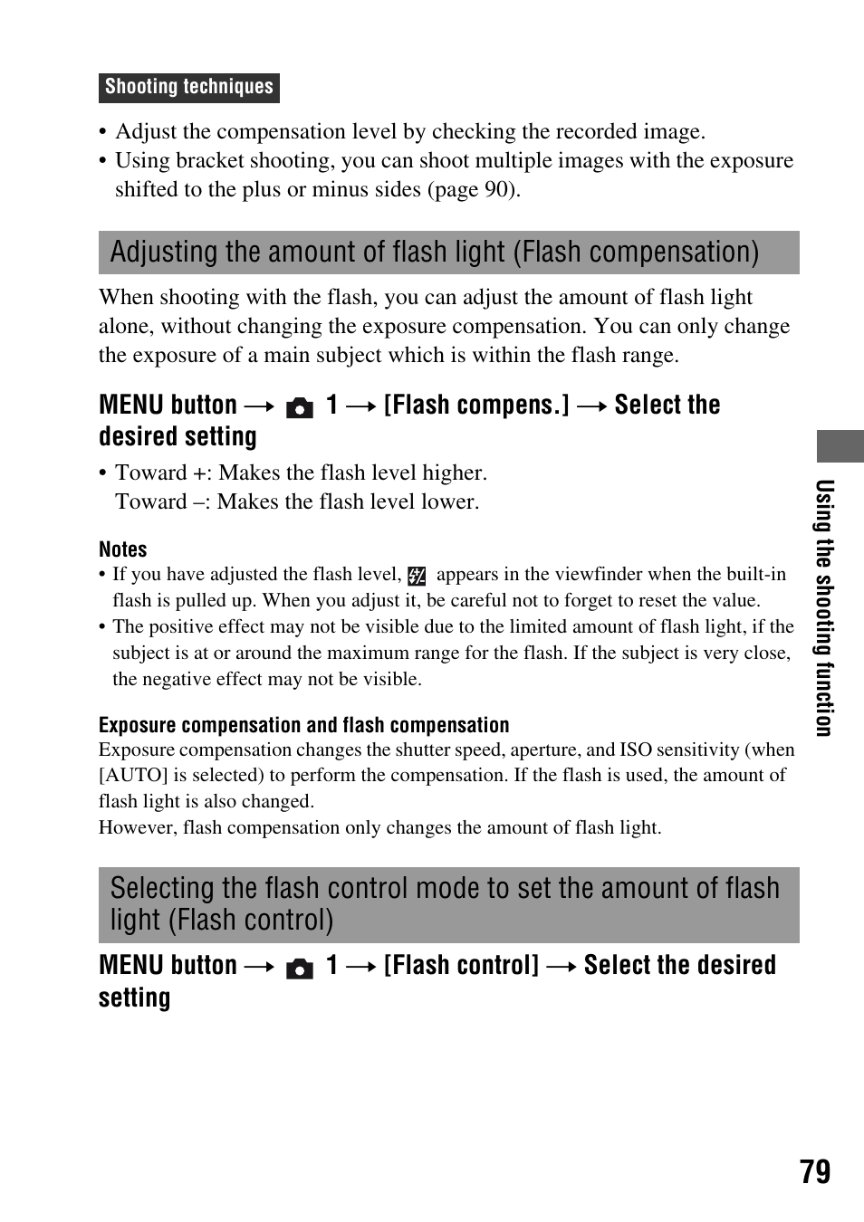 Flash light (flash control), N (79) | Sony DSLR-A200K User Manual | Page 79 / 158