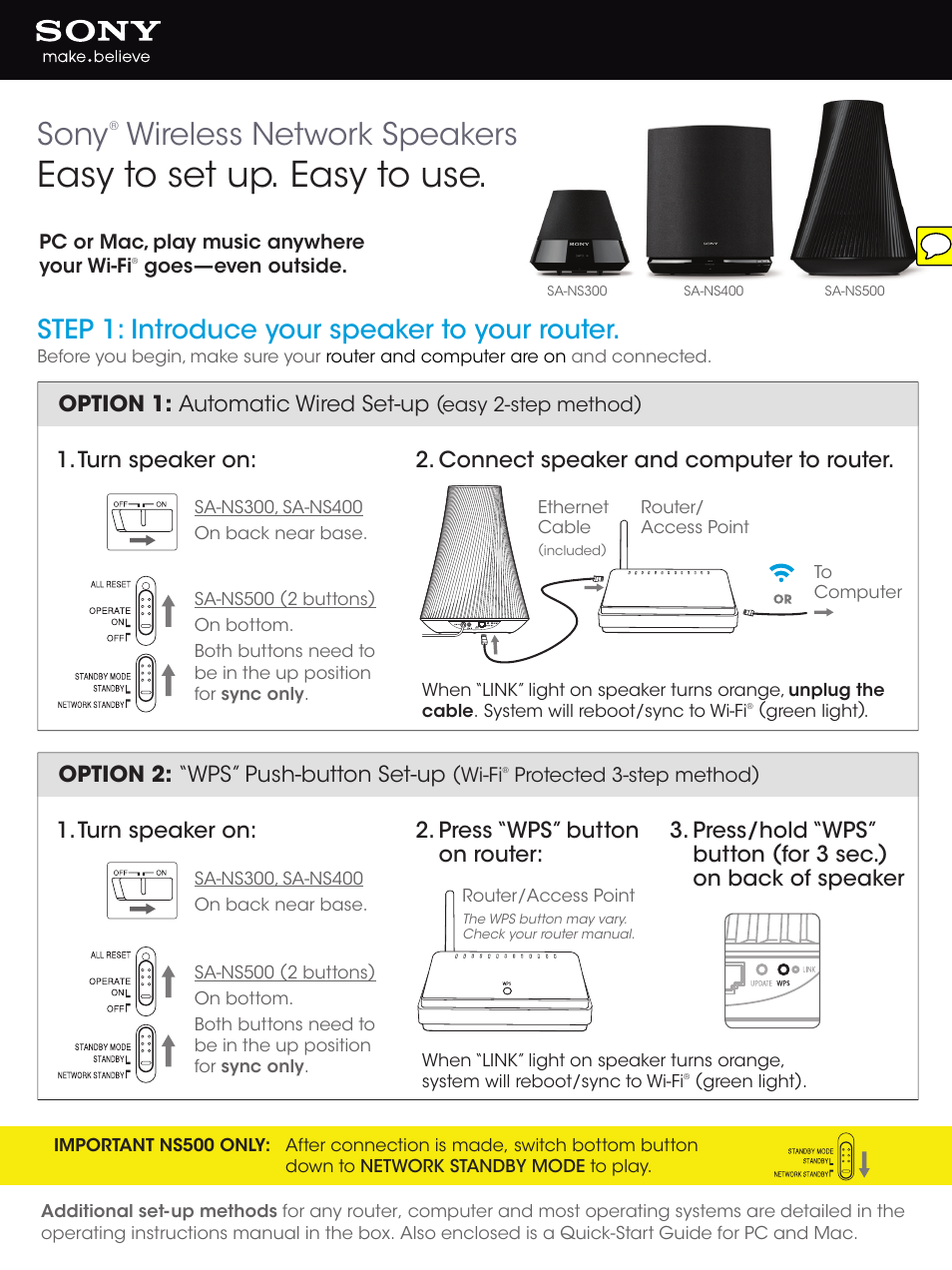 Sony SA-NS300 User Manual | 2 pages