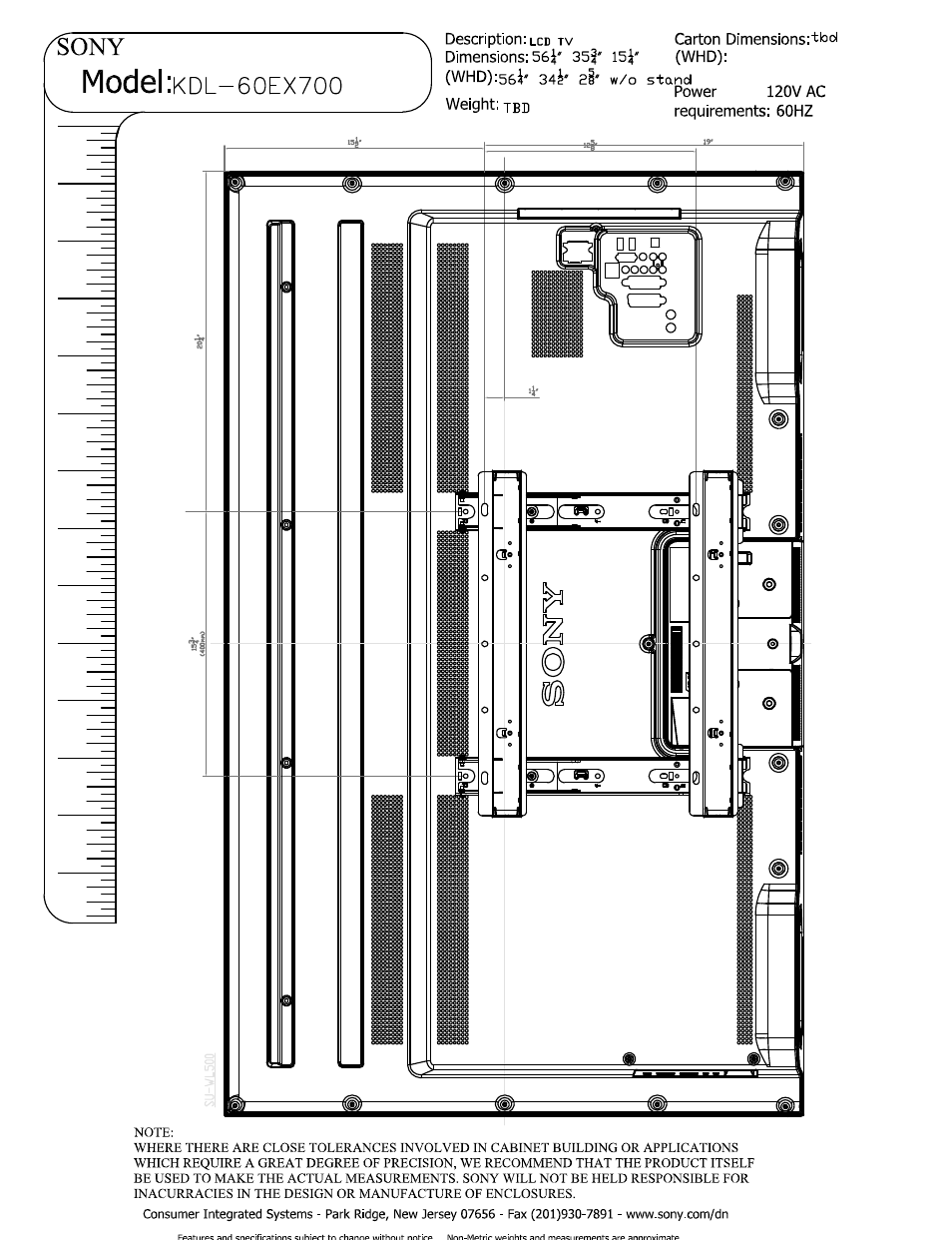 Model | Sony KDL-60EX700 User Manual | Page 6 / 6