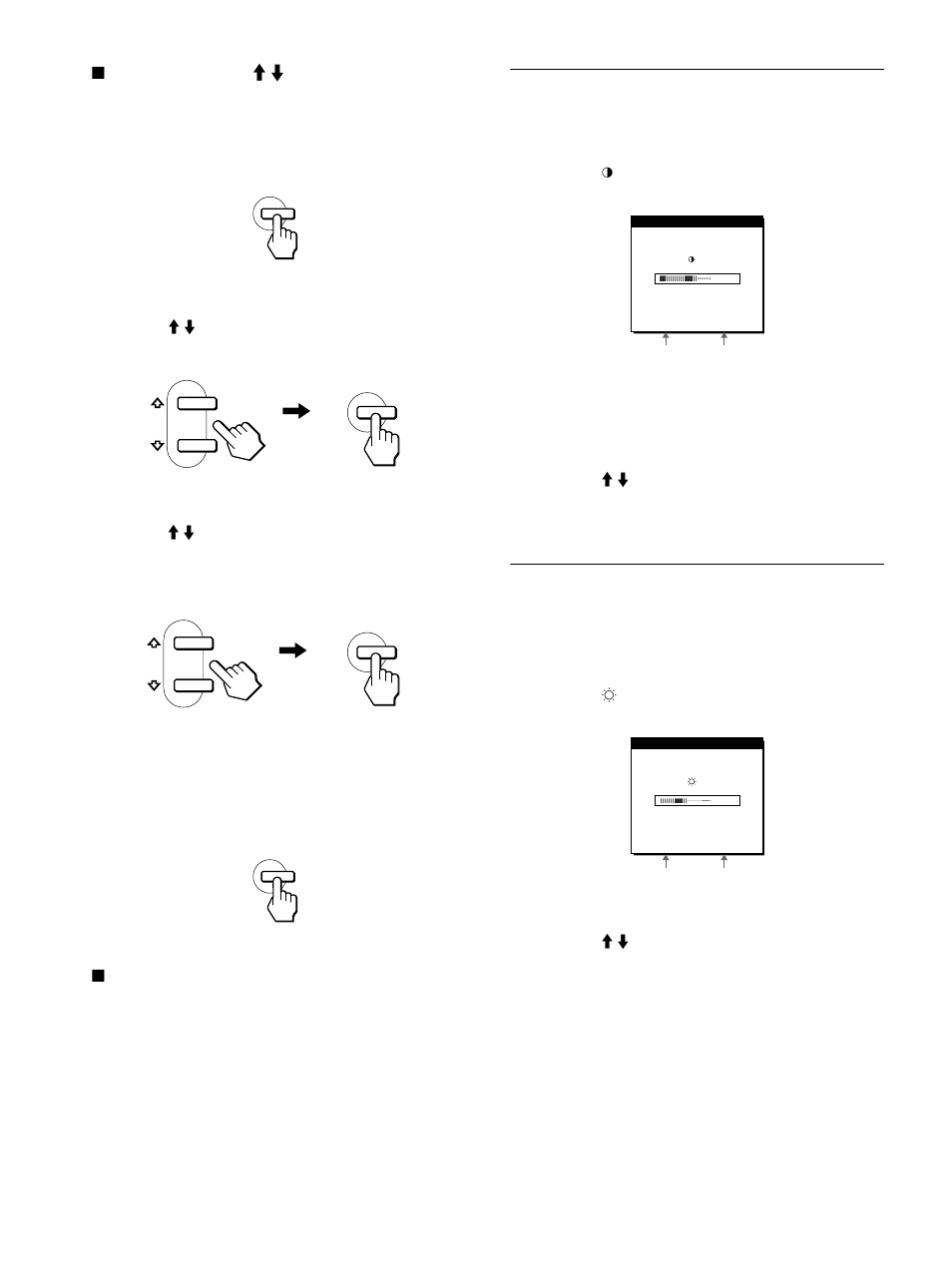 Adjusting the contrast (contrast), Adjusting the black level of an image (brightness) | Sony SDM-S91 User Manual | Page 12 / 108