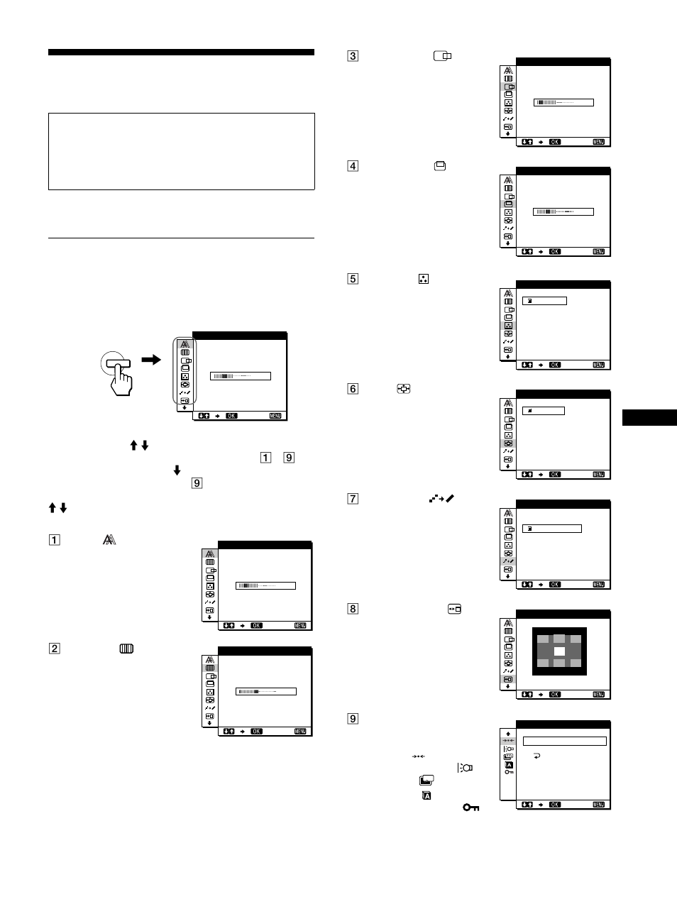 Personnalisation de votre moniteur, Pilotage par menu | Sony SDM-S91 User Manual | Page 31 / 108