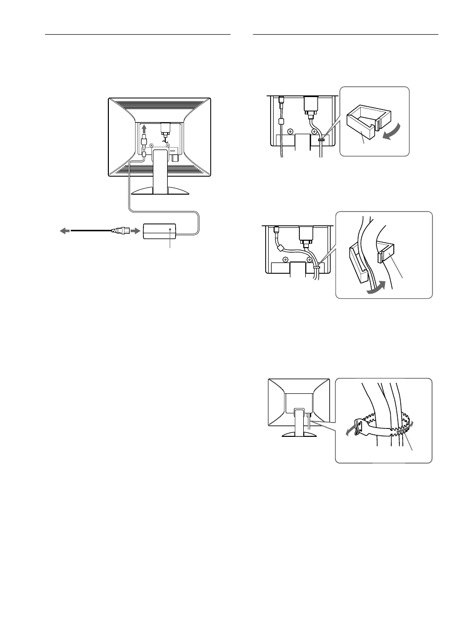 Step 2: connect the power cord, Step 3: secure the cords and close the back cover, Step 2 | Step 3, 8step 2: connect the power cord | Sony SDM-S91 User Manual | Page 8 / 108