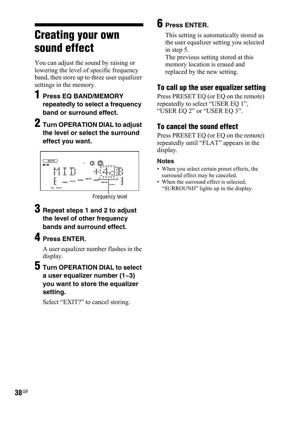 Creating your own sound effect, Creating your own sound, Effect | Sony LBT-ZTX7 User Manual | Page 38 / 60