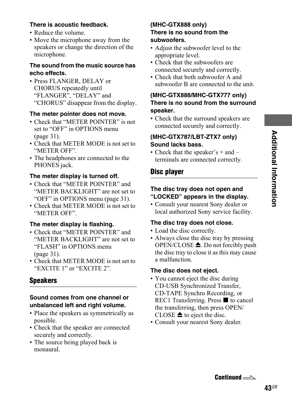 Sony LBT-ZTX7 User Manual | Page 43 / 60