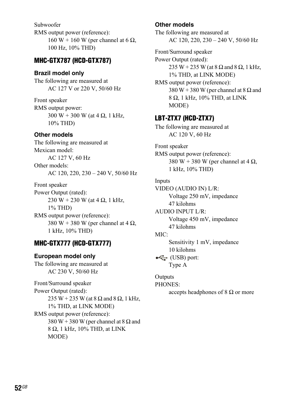 Sony LBT-ZTX7 User Manual | Page 52 / 60