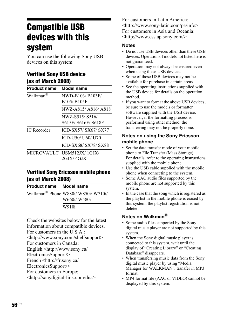 Compatible usb devices with this system, Compatible usb devices with, This system | Sony LBT-ZTX7 User Manual | Page 56 / 60