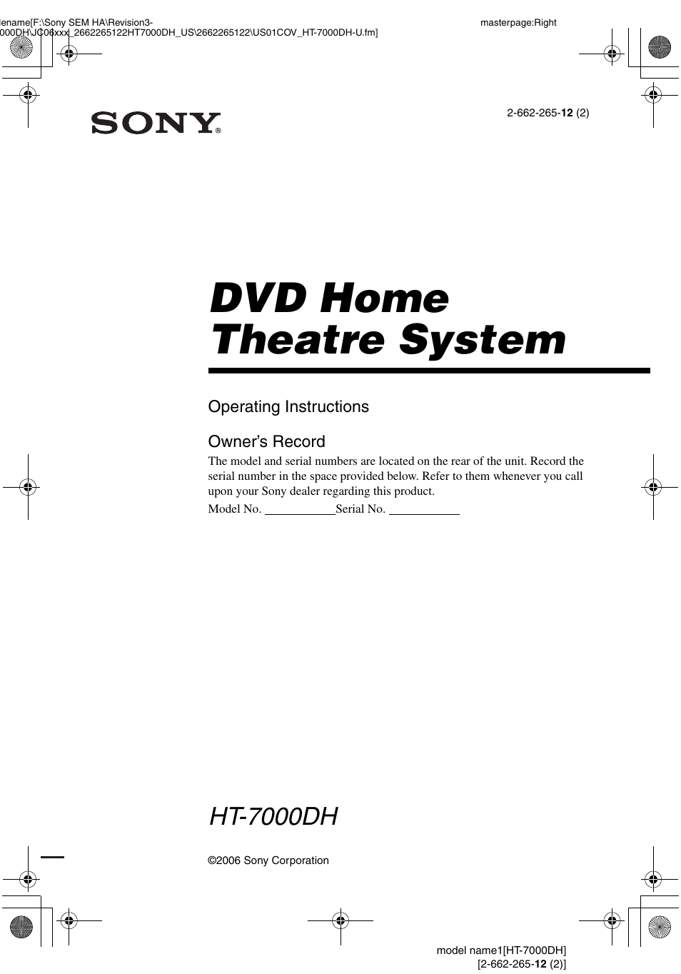 Sony HT-7000DH User Manual | 84 pages