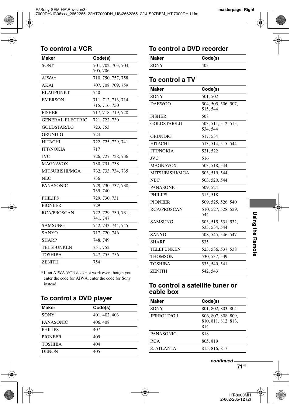 Sony HT-7000DH User Manual | Page 71 / 84