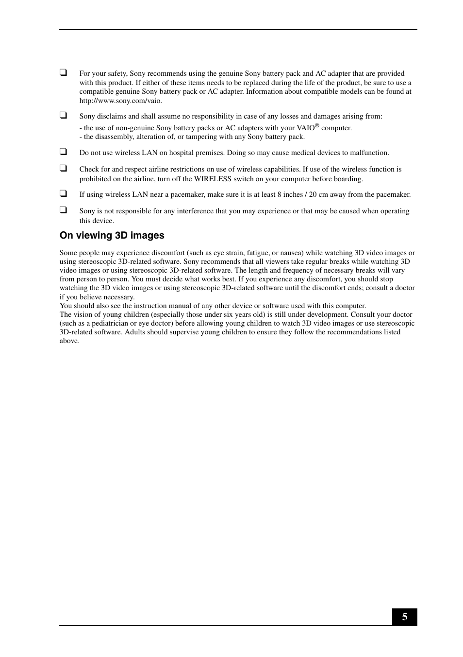 Sony VPCSB190X User Manual | Page 5 / 36