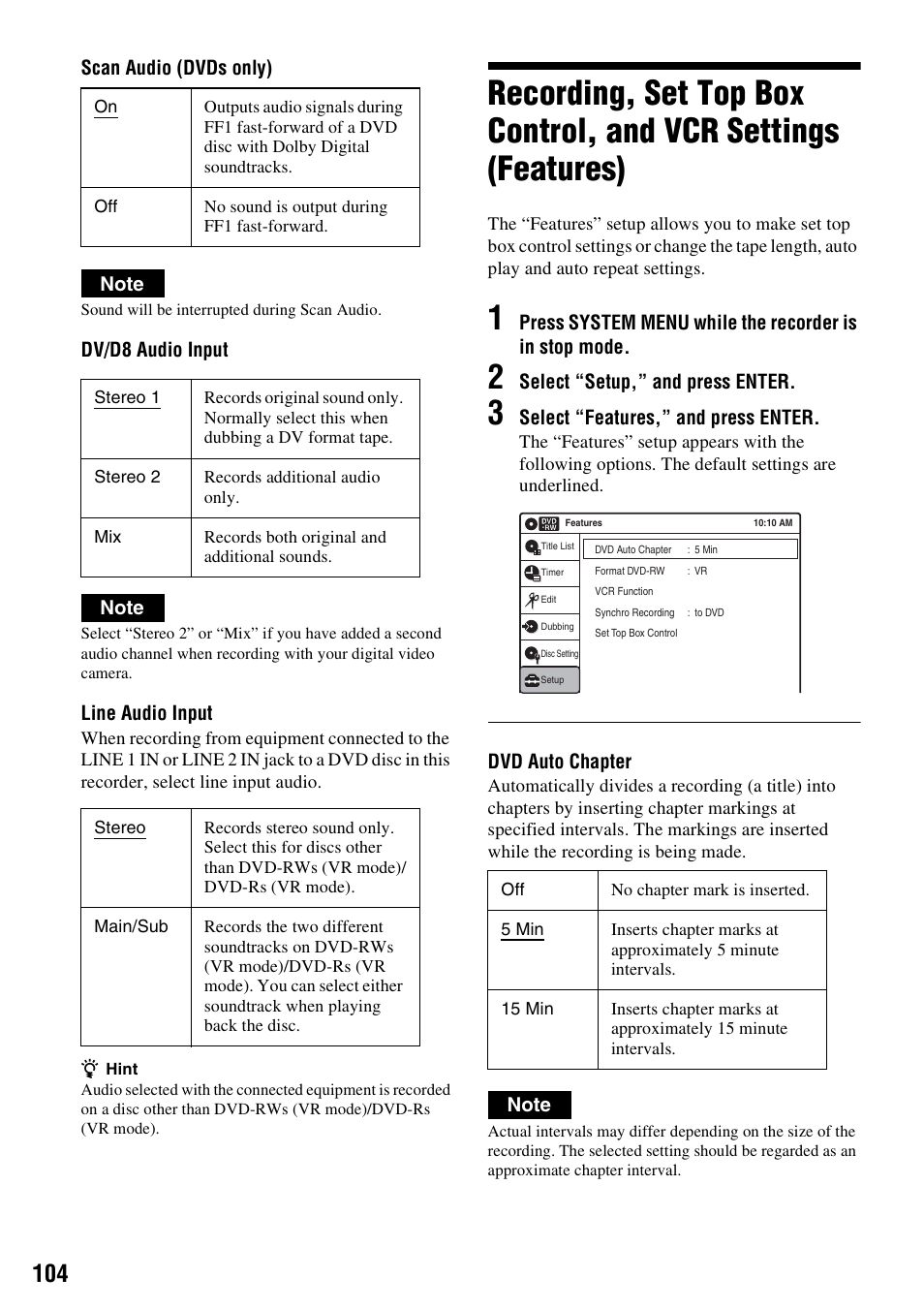 Sony RDR-VX530 User Manual | Page 104 / 132