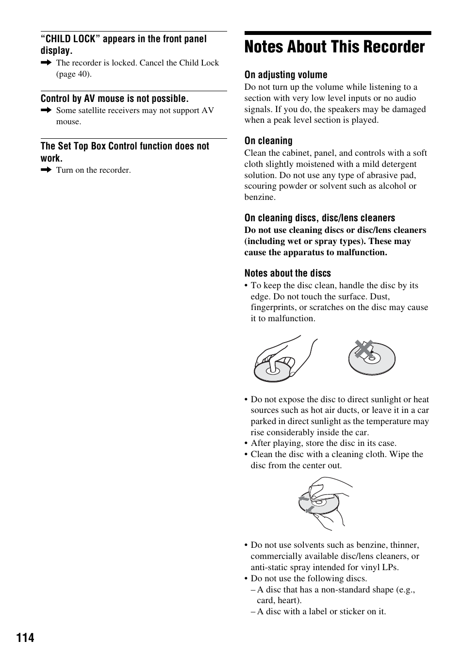 Notes about this recorder | Sony RDR-VX530 User Manual | Page 114 / 132